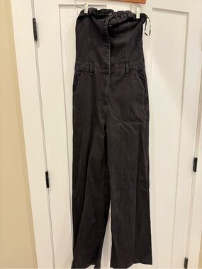 GAP Black Strapless Denim Overalls